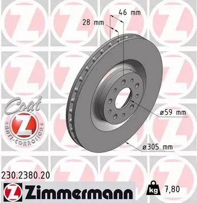 ZIMMERMANN TARCZE+KLOCKI PRZÓD FIAT 500L 305MM 