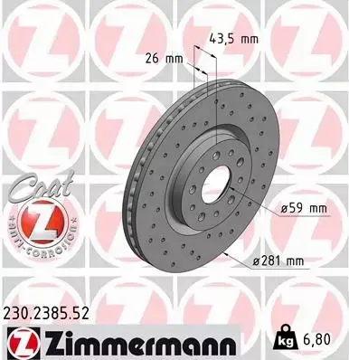 ZIMMERMANN TARCZE HAMULCOWE SPORT PRZÓD 230.2385.52 