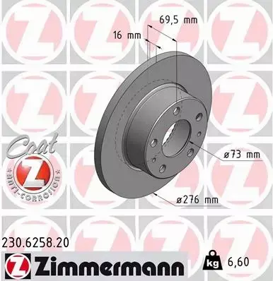 ZIMMERMANN TARCZE HAMULCOWE TYŁ 230.6258.20 