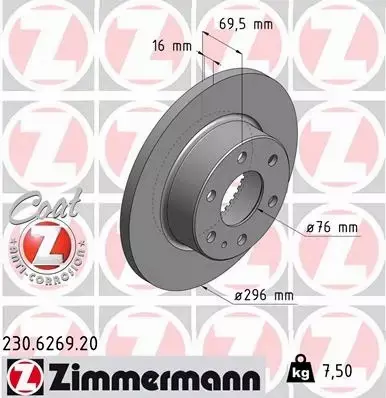 ZIMMERMANN TARCZE HAMULCOWE TYŁ 230.6269.20 