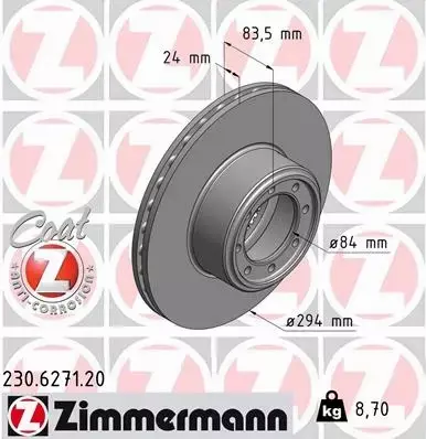 ZIMMERMANN TARCZE HAMULCOWE TYŁ 230.6271.20 