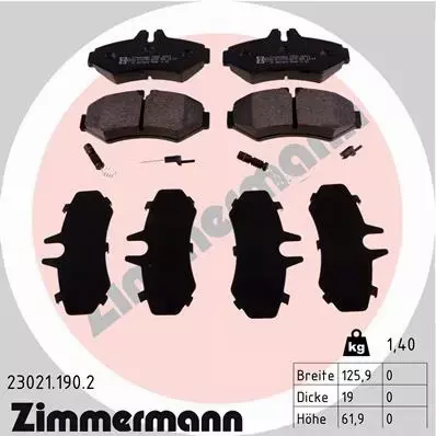 ZIMMERMANN KLOCKI HAMULCOWE 23021.190.2 