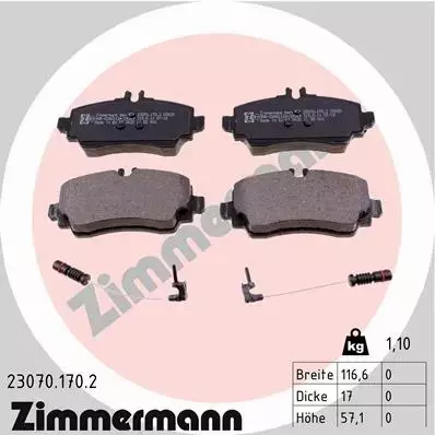 ZIMMERMANN KLOCKI HAMULCOWE PRZÓD 23070.170.2 