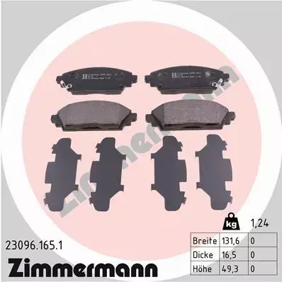 ZIMMERMANN KLOCKI HAMULCOWE PRZÓD 23096.165.1 