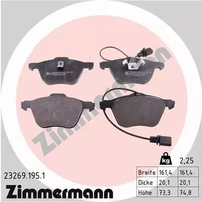 ZIMMERMANN KLOCKI HAMULCOWE PRZÓD 23269.195.1 