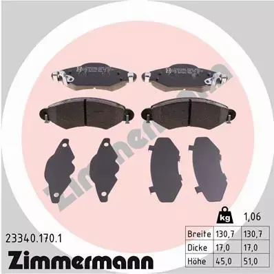 ZIMMERMANN KLOCKI HAMULCOWE 23340.170.1 