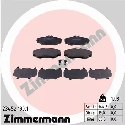 ZIMMERMANN KLOCKI HAMULCOWE PRZÓD 23452.190.1 