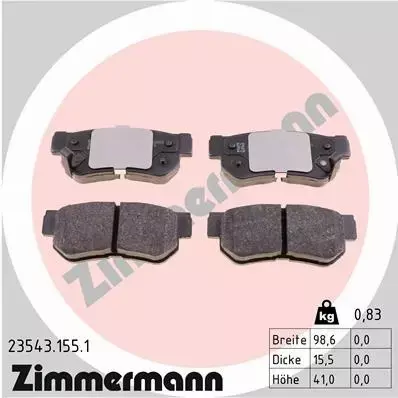 ZIMMERMANN TARCZE+KLOCKI TYŁ HYUNDAI TRAJET 284MM 