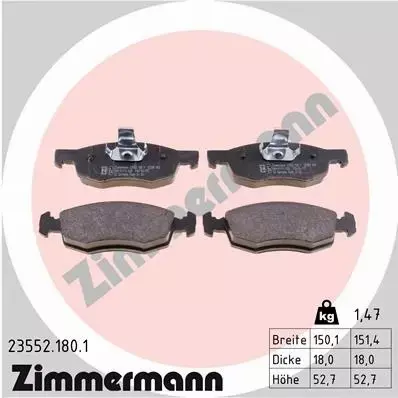 ZIMMERMANN KLOCKI HAMULCOWE PRZÓD 23552.180.1 