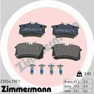 ZIMMERMANN TARCZE+KLOCKI TYŁ AUDI A3 8L1 A2 8Z0 