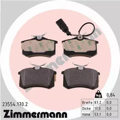 ZIMMERMANN TARCZE+KLOCKI TYŁ VW SHARAN 268MM 