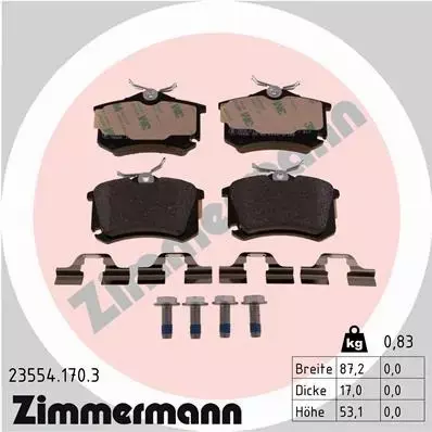 ZIMMERMANN KLOCKI HAMULCOWE TYŁ 23554.170.3 