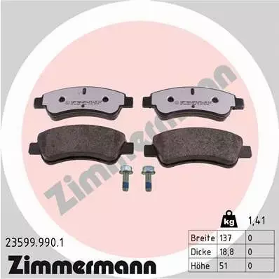 ZIMMERMANN KLOCKI HAMULCOWE PRZÓD 23599.990.1 