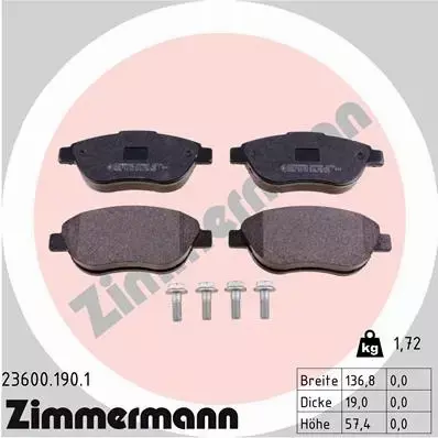 ZIMMERMANN TARCZE+KLOCKI P CITROEN BERLINGO I 283MM 