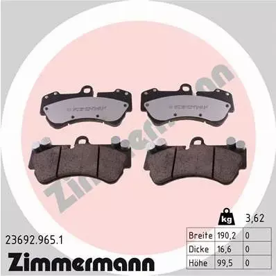 ZIMMERMANN KLOCKI HAMULCOWE PRZÓD 23692.965.1 