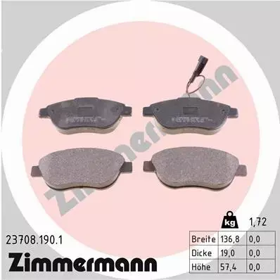 ZIMMERMANN TARCZE+KLOCKI PRZÓD FIAT STILO 284MM 