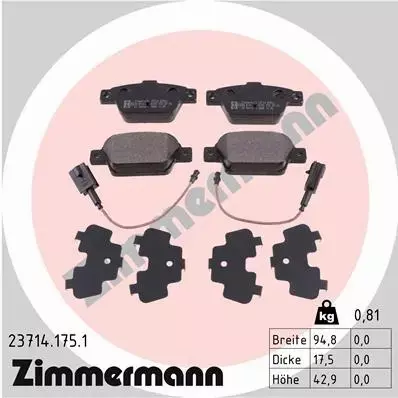 ZIMMERMANN KLOCKI HAMULCOWE TYŁ 23714.175.1 