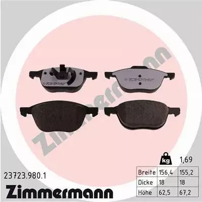 ZIMMERMANN TARCZE+KLOCKI P VOLVO C70 S40 II 278MM 