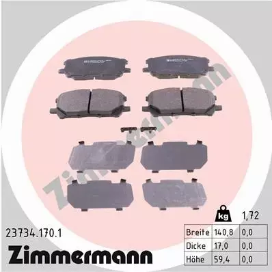 ZIMMERMANN KLOCKI HAMULCOWE PRZÓD 23734.170.1 