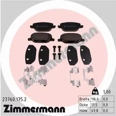 ZIMMERMANN KLOCKI HAMULCOWE TYŁ 23760.175.2 