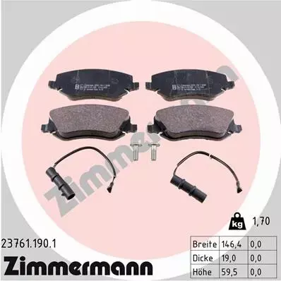 ZIMMERMANN KLOCKI HAMULCOWE 23761.190.1 