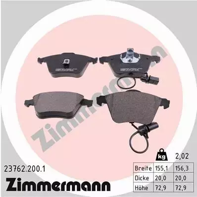 ZIMMERMANN KLOCKI HAMULCOWE PRZÓD 23762.200.1 