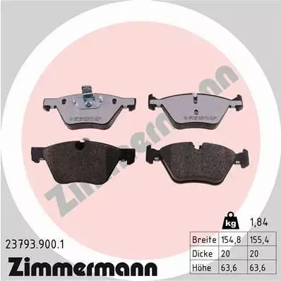 ZIMMERMANN KLOCKI HAMULCOWE PRZÓD 23793.900.1 