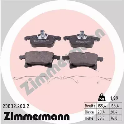 ZIMMERMANN KLOCKI HAMULCOWE PRZÓD 23832.200.2 