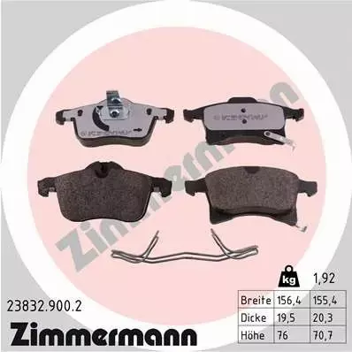 ZIMMERMANN KLOCKI HAMULCOWE PRZÓD 23832.900.2 