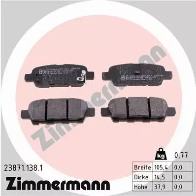 ZIMMERMANN TARCZE+KLOCKI TYŁ NISSAN QASHQAI J10 