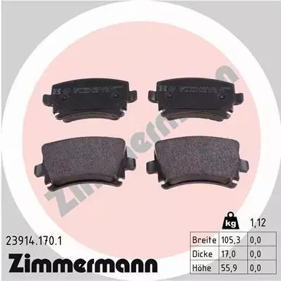 ZIMMERMANN TARCZE+KLOCKI TYŁ AUDI A3 8P 256MM 