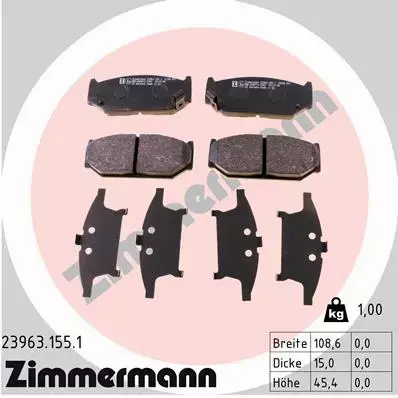 ZIMMERMANN KLOCKI HAMULCOWE 23963.155.1 