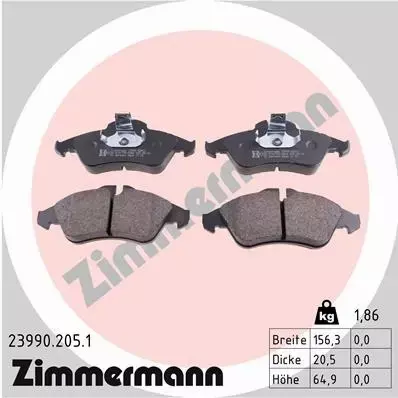 ZIMMERMANN KLOCKI HAMULCOWE PRZÓD 23990.205.1 