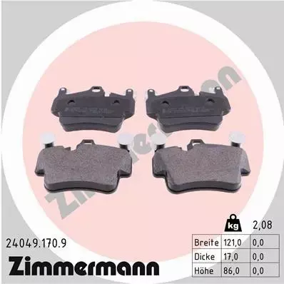 ZIMMERMANN KLOCKI HAMULCOWE TYŁ 24049.170.9 