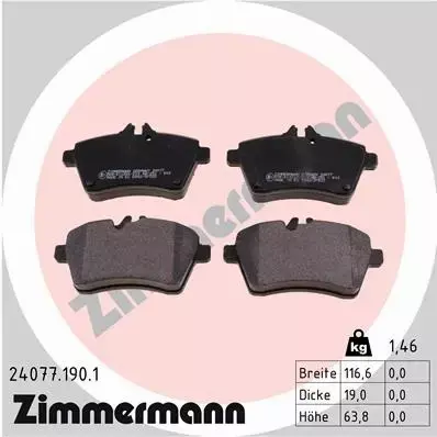 ZIMMERMANN TARCZE+KLOCKI P MERCEDES A W169 276MM 