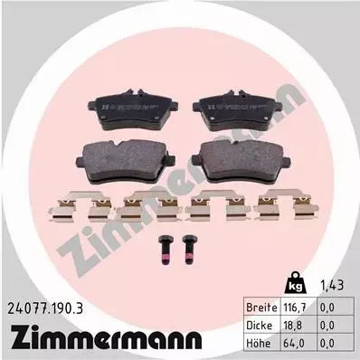 ZIMMERMANN KLOCKI HAMULCOWE PRZÓD 24077.190.3 