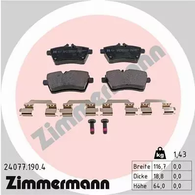 ZIMMERMANN KLOCKI HAMULCOWE 24077.190.4 