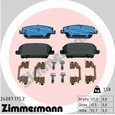 ZIMMERMANN KLOCKI HAMULCOWE PRZÓD 24087.175.2 