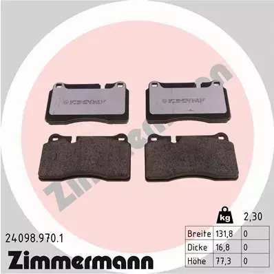 ZIMMERMANN KLOCKI HAMULCOWE PRZÓD 24098.970.1 