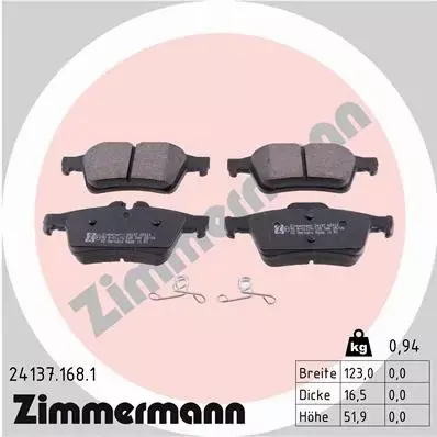 ZIMMERMANN TARCZE+KLOCKI TYŁ FORD FOCUS MK2 280MM 