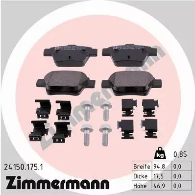 ZIMMERMANN KLOCKI HAMULCOWE TYŁ 24150.175.1 