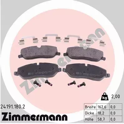 ZIMMERMANN KLOCKI HAMULCOWE PRZÓD 24191.180.2 