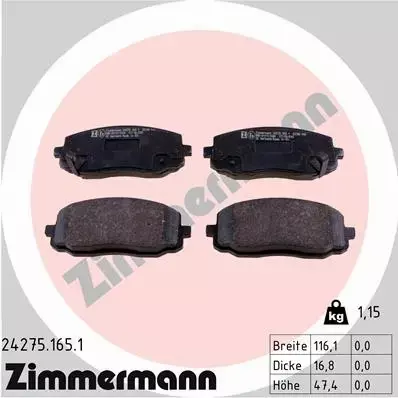 ZIMMERMANN TARCZE+KLOCKI PRZÓD KIA PICANTO 241MM 