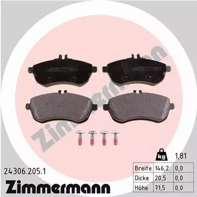 ZIMMERMANN TARCZE+KLOCKI P MERCEDES C W204 288MM 