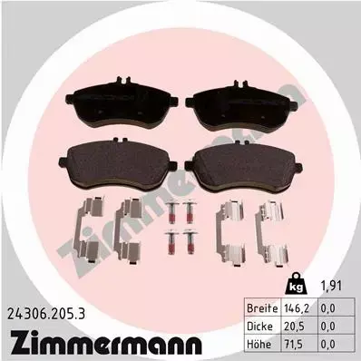 ZIMMERMANN KLOCKI HAMULCOWE PRZÓD 24306.205.3 