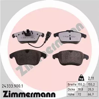 ZIMMERMANN KLOCKI HAMULCOWE PRZÓD 24333.900.1 