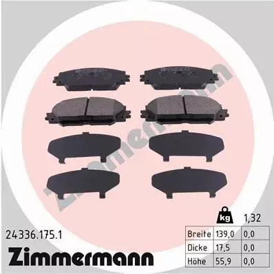 ZIMMERMANN TARCZE+KLOCKI P TOYOTA AURIS E15 275MM 