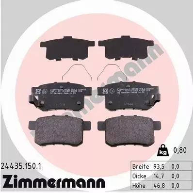 ZIMMERMANN KLOCKI HAMULCOWE TYŁ 24435.150.1 