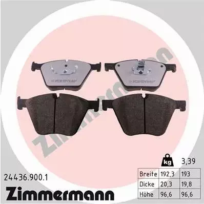 ZIMMERMANN KLOCKI HAMULCOWE PRZÓD 24436.900.1 