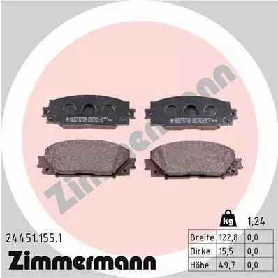 ZIMMERMANN TARCZE+KLOCKI P TOYOTA PRIUS W3 W4 255MM 